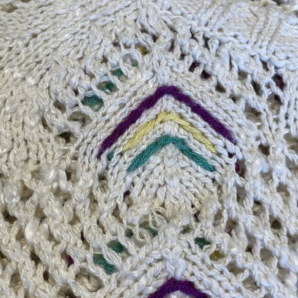 Vintage Carducci Crochet Cardigan Women's M Ivory Pointelle Cottagecore Whimsy - Picture 4 of 10